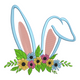 Bunny Ears with Floral Arrangement Embroidery Design, Instant Download