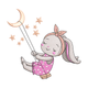 Bunny Swinging on Moon Embroidery Design, Instant Download