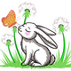 Bunny with Butterfly Embroidery Design, Spring Meadow Pattern