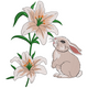 Bunny with Lily Flowers Embroidery Design, Instant Download