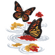 Butterflies With Autumn Leaves Embroidery Design, Instant Download
