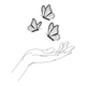 Butterflies & Hand Line Art Embroidery Design, Instant Download