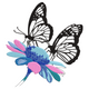 Butterflies on Floral Bloom Embroidery Design, Instant Download