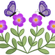 Butterflies with Purple Flowers Embroidery Design, Instant Download