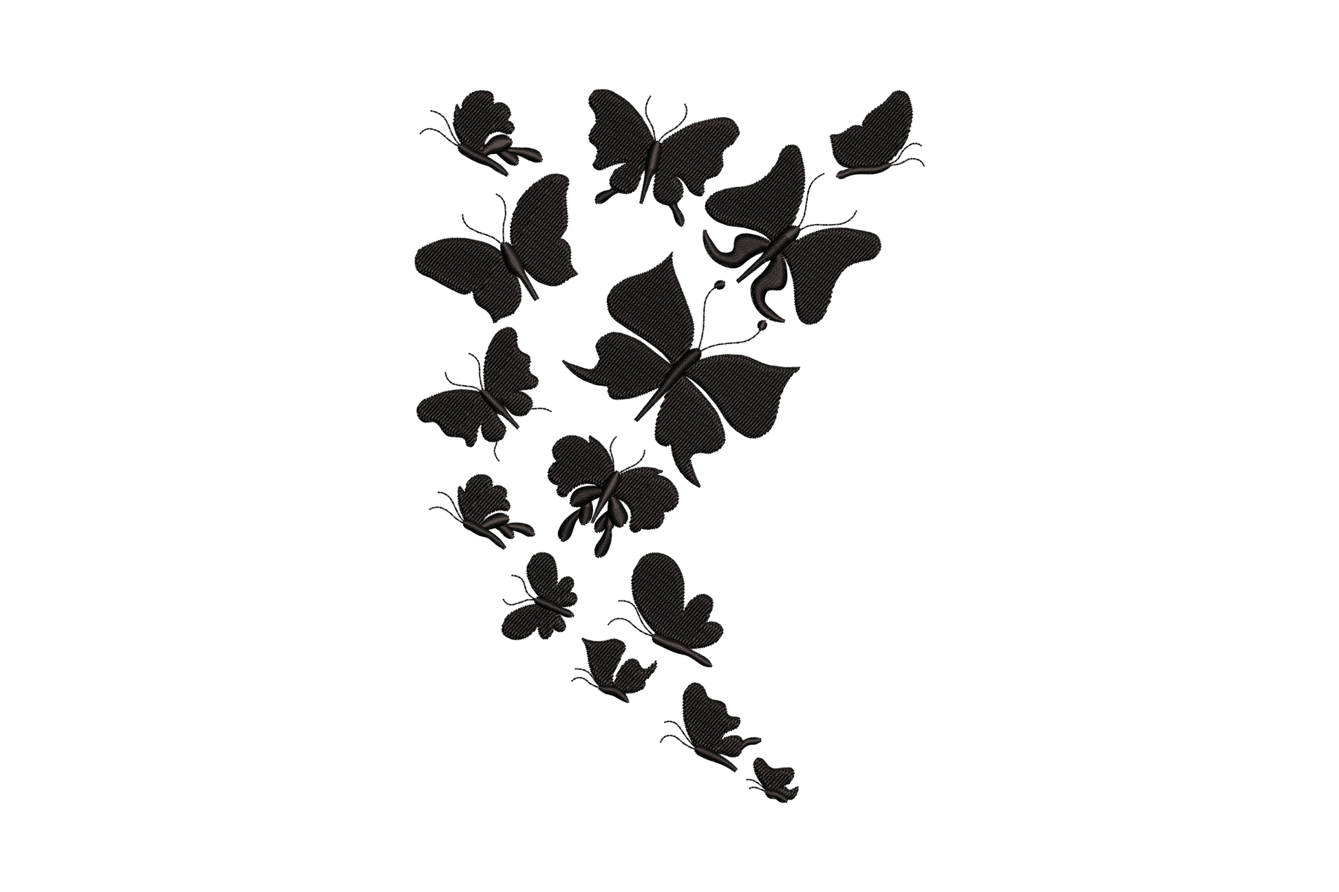 Cluster of 3 butterflies with veined wings in dusty lavender and mauve, overlapping composition on cream background.