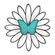 Butterfly Daisy Flower Embroidery Design, Instant Download