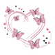 Butterfly Heart Swirl Embroidery Design, Pink Butterfly Love Pattern