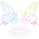 Butterfly Love Lips Embroidery Design, Instant Download