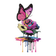 Butterfly Rose Drip Embroidery Design, Instant Download