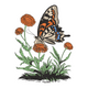 Butterfly Wildflower Embroidery Design, Instant Download
