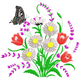 Butterfly With Wildflower Bouquet Embroidery Design, Instant Download