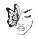 Butterfly Woman Face Line Art Embroidery Design, Instant Download