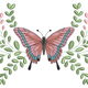 Butterfly and Floral Branch Embroidery Design, Instant Download