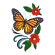 Butterfly and Floral Embroidery Design, Machine Embroidery Pattern, Instant Download