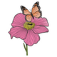 Butterfly and Pink Flower Embroidery Design, Instant Download