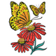 Butterfly and Wildflower Embroidery Design, Instant Download