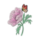 Butterfly on Blooming Poppy Flower Embroidery Design, Instant Download
