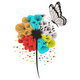 Butterfly on Color Burst Dandelion Embroidery Design, Instant Download
