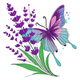Butterfly on Lavender Flowers Embroidery Design, Instant Download