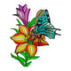 Butterfly on Lily Flower Embroidery Design, Instant Download