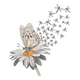 Butterfly with Daisy and Dragonflies Embroidery Design, Nature Garden Pattern, Instant Download