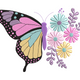 Butterfly with Floral Bouquet Embroidery Design, Spring Butterfly Pattern, Instant Download