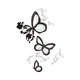 Butterfly with Flowers Blackwork Embroidery Design, Instant Download