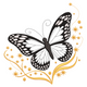 Butterfly with Golden Stars Embroidery Design, Instant Download