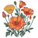 California Poppy Flower Bouquet Embroidery Design, Instant Download