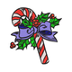 Candy Cane with Bow & Holly Embroidery Design, Instant Download