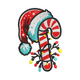 Candy Cane with Santa Hat Embroidery Design, Christmas, Instant Download