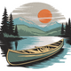 Canoe on Mountain Lake Embroidery Design, Instant Download