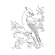 Cardinal Bird on Branch Line Art Embroidery Design, Instant Download