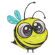 Cartoon Bee With Big Eyes Embroidery Design, Instant Download