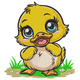 Cartoon Duckling With Big Eyes Embroidery Design, Instant Download