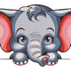 Cartoon Elephant Face Embroidery Design, Instant Download