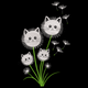 Cat Dandelion Flowers Embroidery Design, Instant Download
