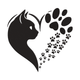 Cat Heart Paw Print Embroidery Design, Instant Download