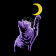 Cat Reaching Moon Embroidery Design, Celestial Cat Machine Embroidery Pattern, Instant Download
