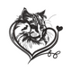 Cat in Heart Embroidery Design, Instant Download