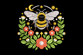 Celestial Bumble Bee Embroidery Design, Machine Embroidery Pattern, Instant Download