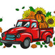 Charming Fall Truck Embroidery Design, Autumn Pumpkin Sunflower, Instant Download