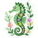 Charming Floral Seahorse Embroidery Design, Machine Embroidery Pattern, Instant Download