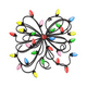 Cheerful Christmas Lights Wreath Embroidery Design, Instant Download