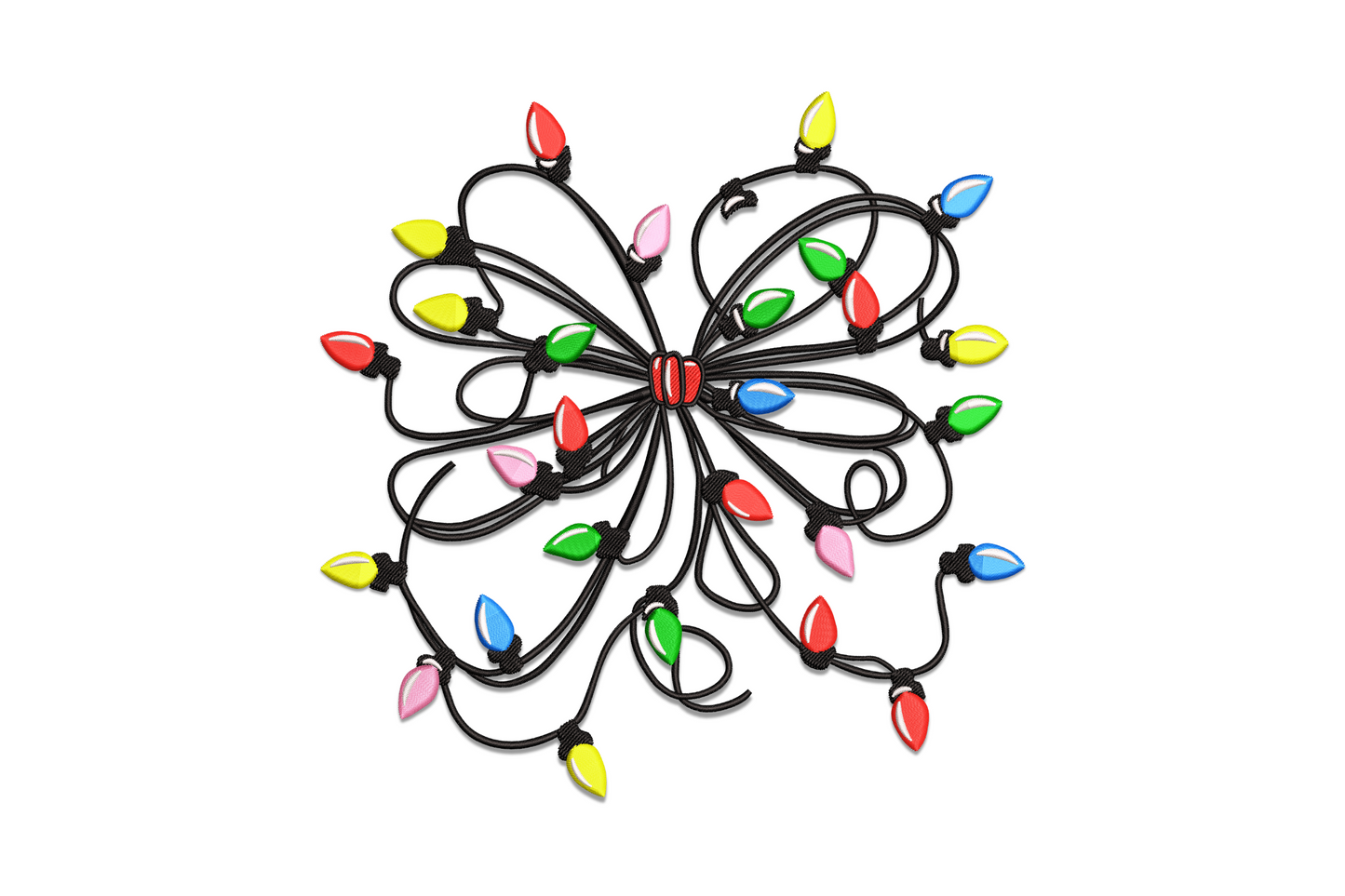 Cheerful Christmas lights wreath, dense holly ring with red berries and teardrop bulbs in seven warm holiday colours.