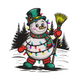 Cheerful Christmas Snowman Embroidery Design, Instant Download