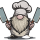 Chef Gnome with Meat Cleavers Embroidery Design, Instant Download
