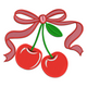 Cherry Bow Embroidery Design, Instant Download