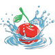 Cherry Splash Embroidery Design, Fruit Kitchen Machine Embroidery Pattern, Instant Download