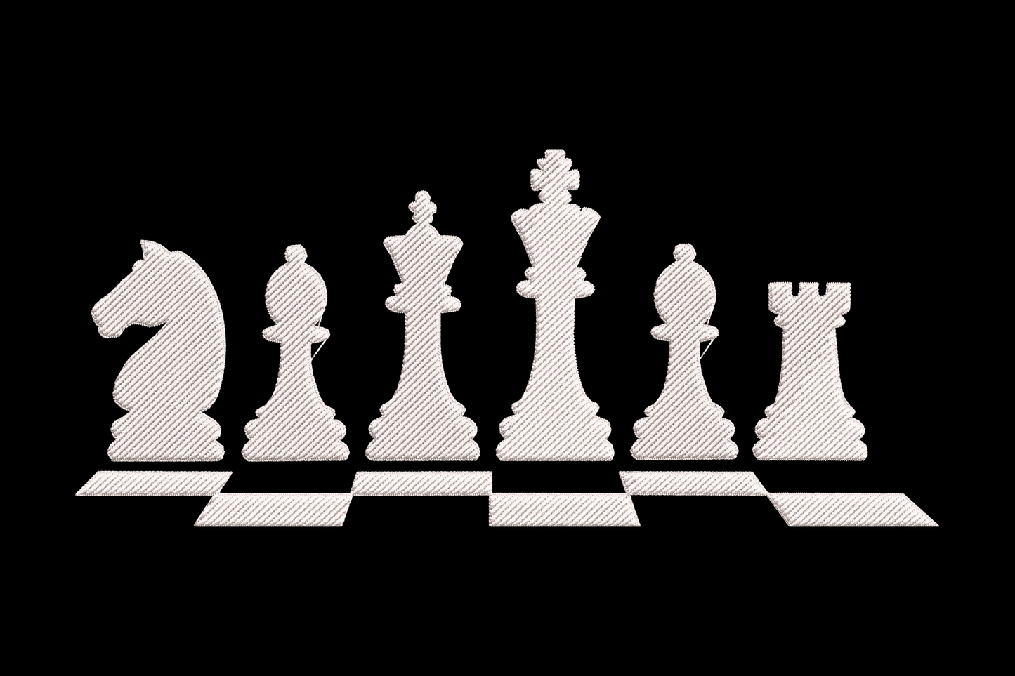 White chess pieces embroidery design